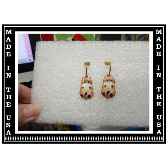 NEW Kitty Cat Interchangeable Charm Earrings 5 Pairs In 1 Set Stainless Steel - Picture 3 of 6